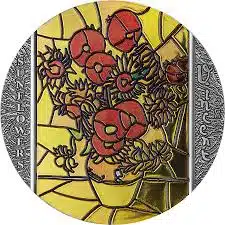 2022 Sunflowers 2 oz Silver Van Gogh Stained Glass series