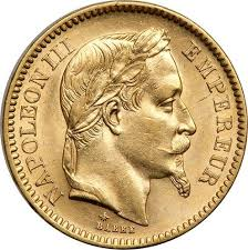 1854 French 20 Gold Franc Napoleon III Gold Coin AU