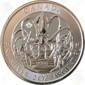 2020 Canadian Kraken 2 oz silver coin .9999 Fine