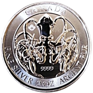2020 Canadian Kraken 2 oz silver coin .9999 Fine