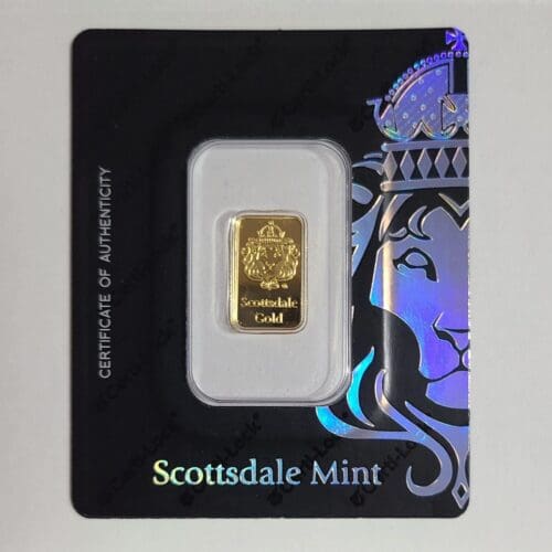 Scottsdale 2 gram Gold Lion Bar New in Assay .9999 Fine - Image 3