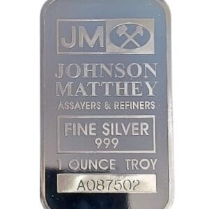 Johnson Matthey 1 oz Silver Bar BU .999 Fine Silver