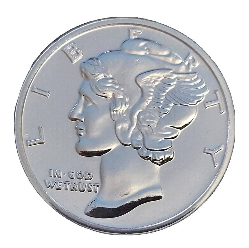 1 oz Silver Mercury Dime Round Gem Bu .999 Fine