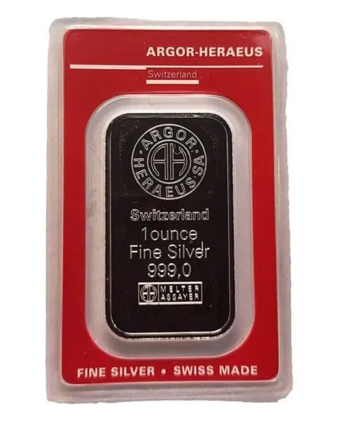 1 oz Silver Bar Heraeus Edelmetalle In Assay