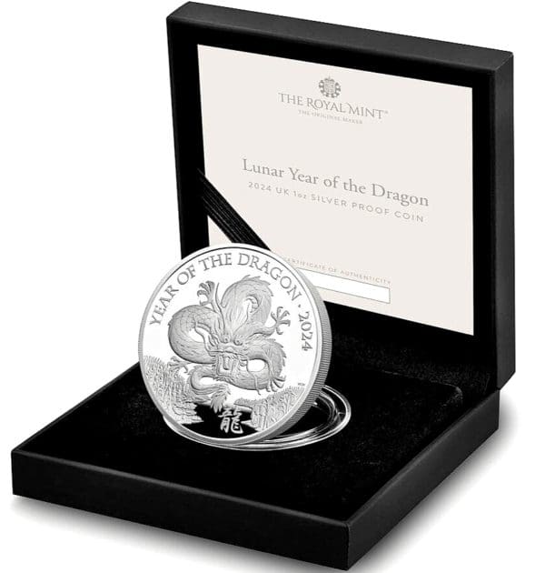 British 1 oz Silver Lunar Dragon Proof Coin
