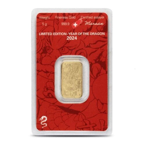 2024 Argor Heraeus Lunar Dragon 5 gram Gold Bar - Image 2