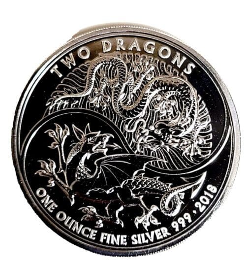 2018 Great Britain 1 oz Silver Two Dragons Coin Bu