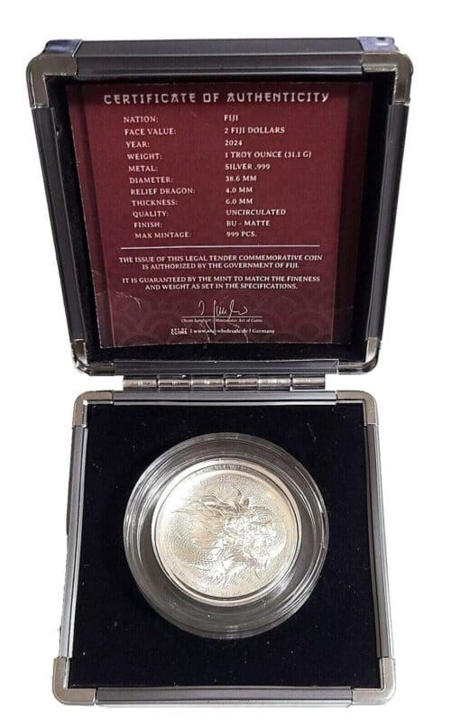 2024 Fiji 1 oz Silver "Year of the Dragon" HR Coin - Image 3