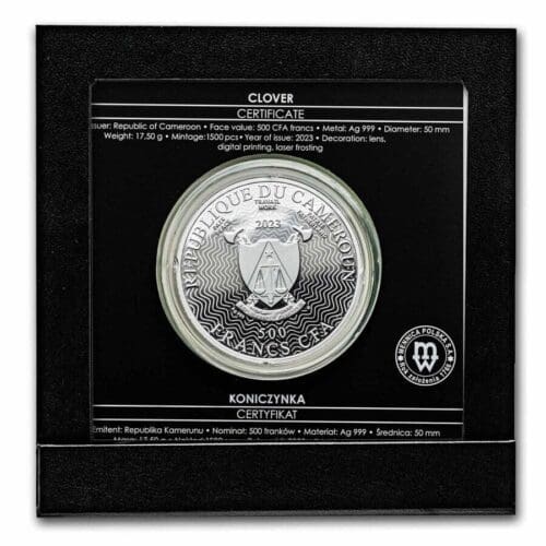 2023 Cameroon .5 oz Silver Four-Leaf Clover Proof Coin - Image 3