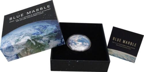 2022 Fiji 1 oz Silver Blue Marble Domed Proof Coin - Image 4