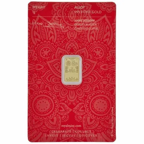 UK Britannia Om 1g Gold Bar Royal Mint