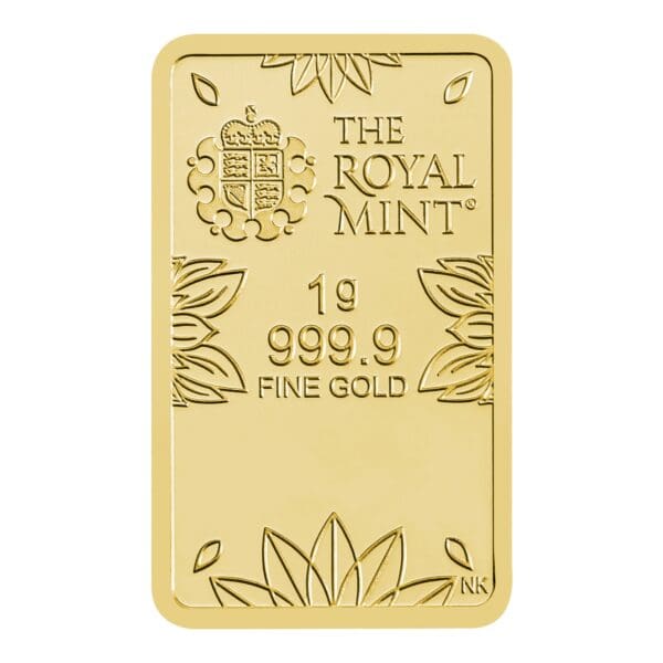UK Britannia Om 1g Gold Bar Royal Mint