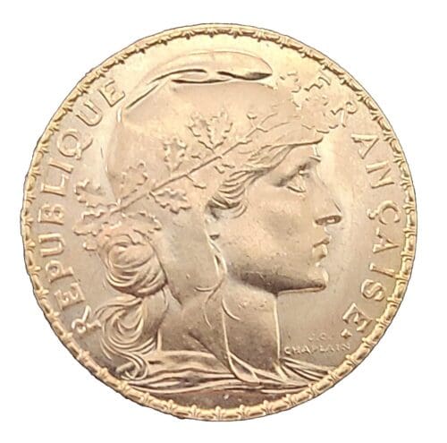 1912 French 20 Gold Franc Marianne Rooster Coin Bu - Image 2