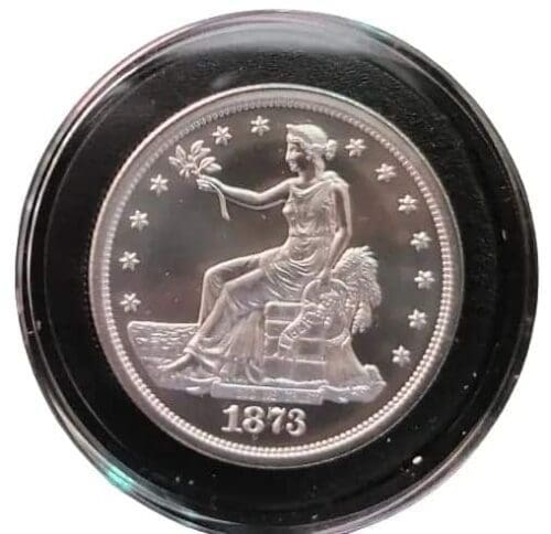 1873 CC Trade Dollar 2 oz Tribute UHR Round  .999 Fine - Image 3