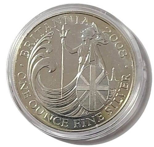 2008 UK Britannia 1 oz Silver Coin Bu w/Assay