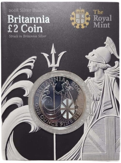 2008 UK Britannia 1 oz Silver Coin Bu w/Assay - Image 7