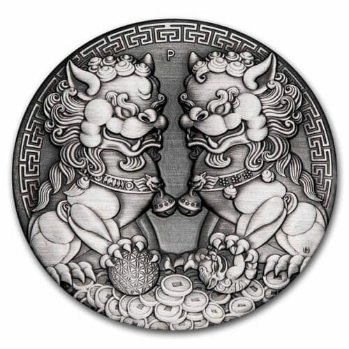 Australia Double Pixiu 2 oz Silver Guardian Lions Coin