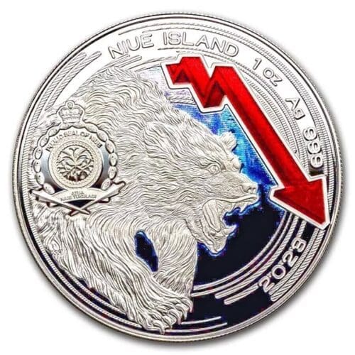 2023 NIUE 1 oz Silver Bull & Bear 2$ Proof Coin - Image 3