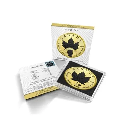 Canadian Maple Leaf Gold Black Platinum 1oz Silver