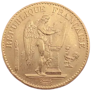 French 20 Gold Franc Lucky Angel Coin