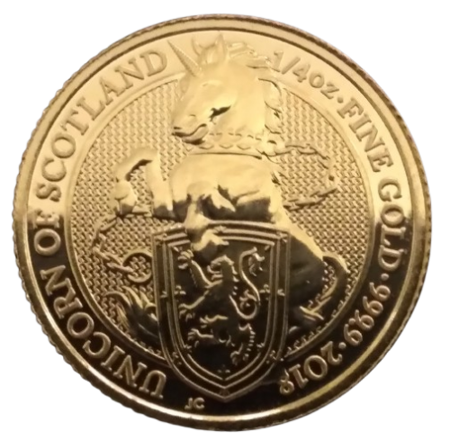 2018 UK Queen's Beast 1/4 oz Gold Unicorn of Scotland £25 - Image 5