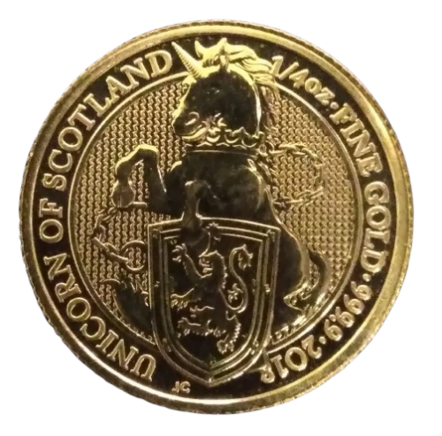 2018 UK Queen's Beast 1/4 oz Gold Unicorn of Scotland £25