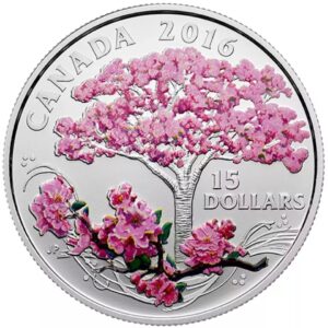 Canada Cherry Blossoms 3/4 oz Silver Proof $15 coin