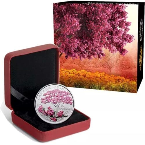 2016 Canada Cherry Blossoms 3/4 oz Silver Proof $15 coin - - Image 2