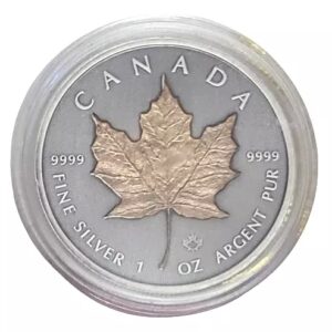 Canada 1 oz Silver MAPLE LEAF Red Gold