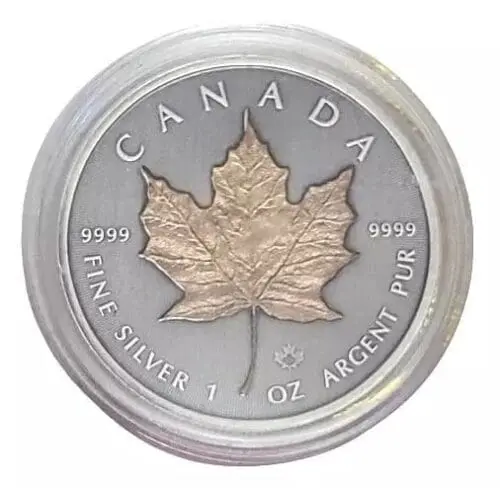 Canada 1 oz Silver MAPLE LEAF Red Gold