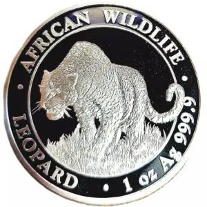 Somalia 1 oz Silver African Wildlife Leopard