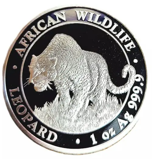 Somalia 1 oz Silver African Wildlife Leopard