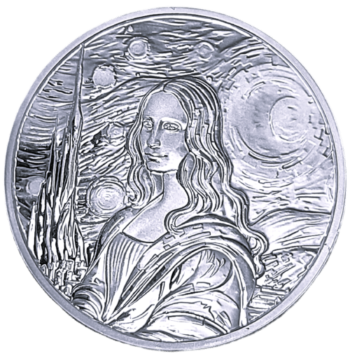 1 oz Fiji Silver Mona Lisa x Van Gogh Coin