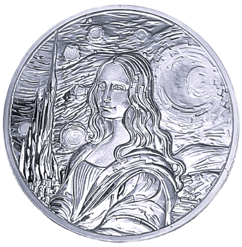 1 oz Fiji Silver Mona Lisa x Van Gogh Coin