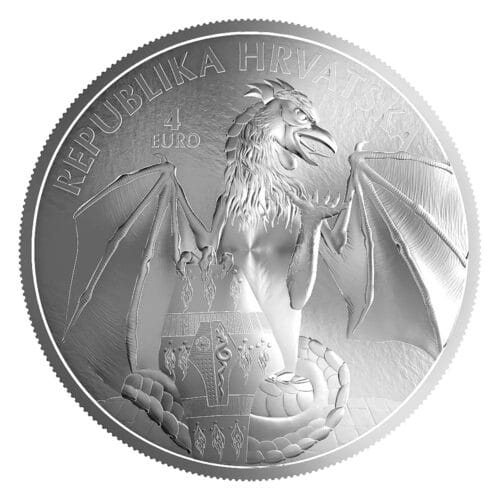 2024 Croatia Trsat Dragon €4 Euro 1 oz .9999 Silver Coin - Image 2