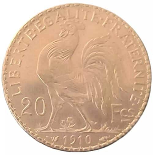 1910 French 20 Gold Franc Marianne Rooster Gold Coin - Image 4