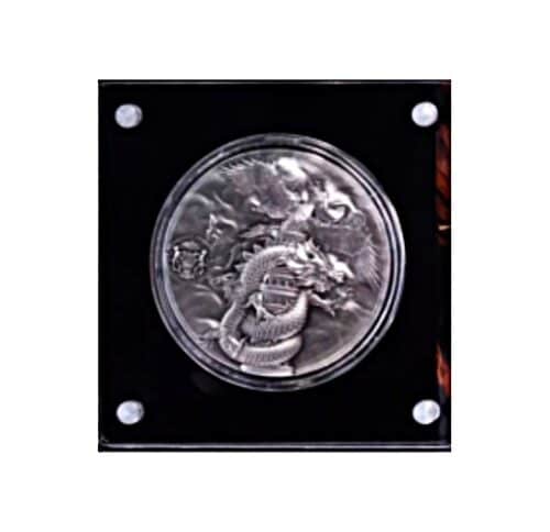 2024 Gabon Double Dragon and Phoenix 1.8 oz Silver UHR Antique - Image 2