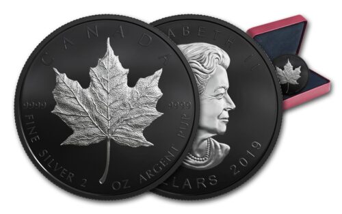 2019 Canada 2 oz Silver Maple Leaf Rhodium Proof Coin - Image 2