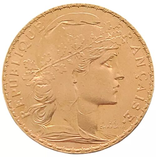 1903 French 20 Gold Franc Marianne Rooster Gold Coin BU