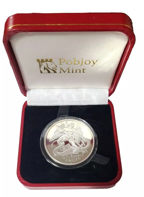 1995 Isle of Man 1 oz Silver Angel Proof .9999 Coin - Image 2