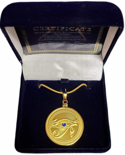 2024 Niue Eye of Horus $1 Silver Proof Coin/Pendant Gold Gilded - Image 2