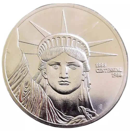 1986 Engelhard MTB 1 oz Liberty Trade Silver Round .999 - Image 3