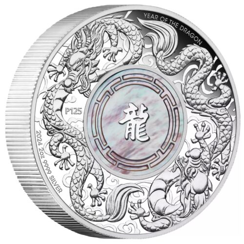 2024 Australia 2 oz Silver Double Dragon Proof w/ Pearl Insert