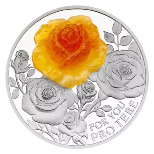 2024 Niue Crystal Rose Flower 1 oz Silver Proof $2 Coin - Image 4