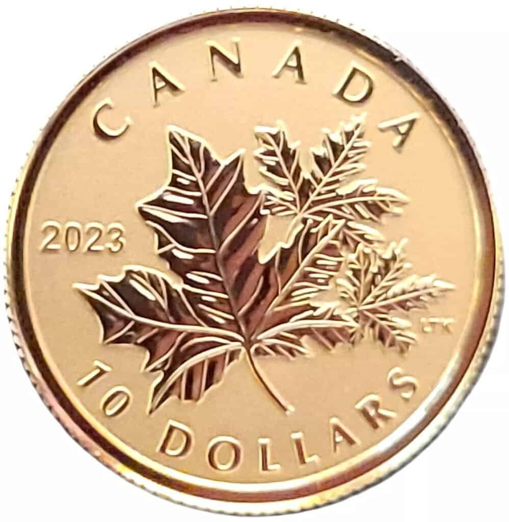 2023 Canadian $10 Everlasting Maple Leaf Proof- 1/20 oz Pure .9999 Gold Coin