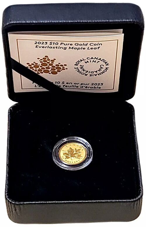 2023 Canadian $10 Everlasting Maple Leaf Proof- 1/20 oz Pure .9999 Gold Coin - Image 3