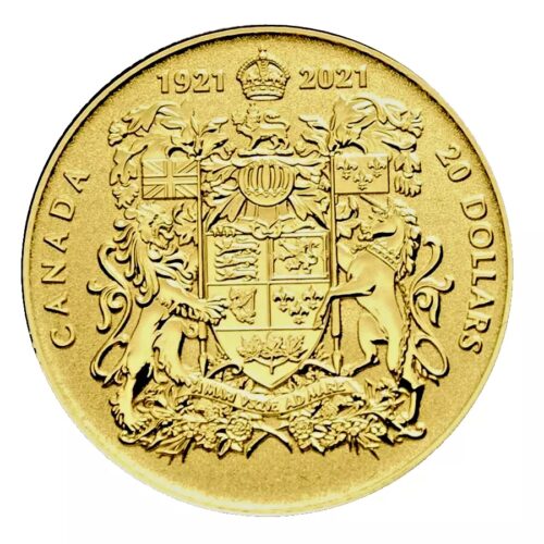 2021 Canadian Coat of Arms 1/10 oz Gold Rev-Proof $20 Coin -100 year anniversary - Image 3