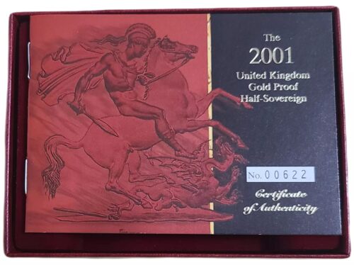 2001 British Half Gold Sovereign Proof Queen Elizabeth II Coin - Image 2