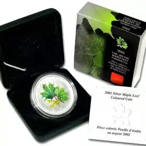 2002 Canadian $5 Coloured Silver Maple Leaf: Spring 1 oz Fine Silver Coin