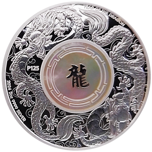 2024 Australia 2 oz Silver Double Dragon Proof w/ Pearl Insert